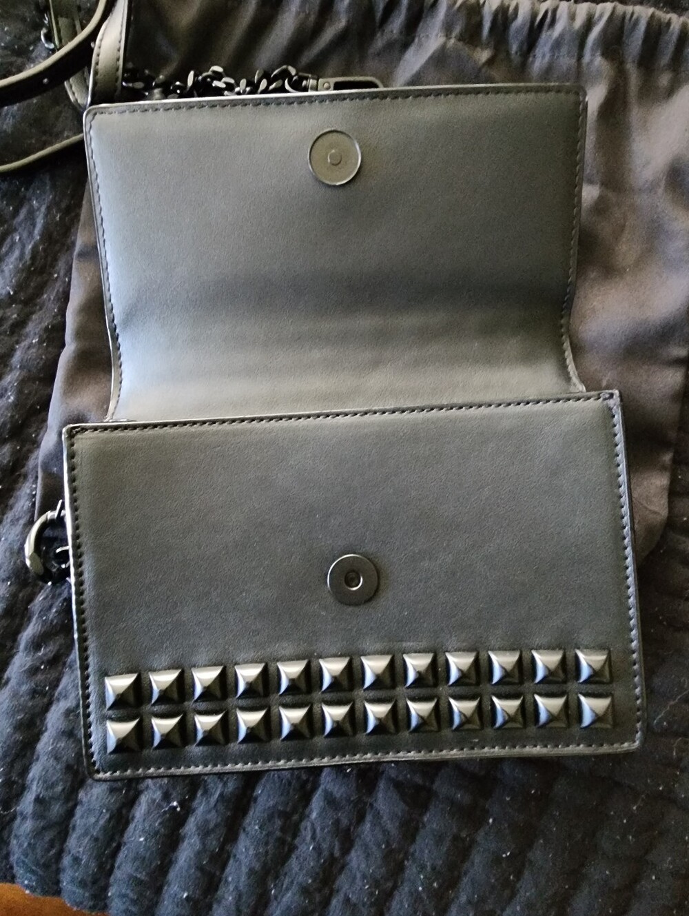 ALDO Gorgio Black Studded Cross Body Purse NWOT - Picture 3 of 6